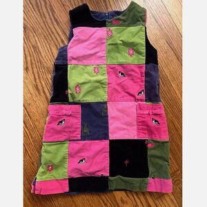 Vtg LILLY PULITZER Sz 6X Preppy Patch Patchwork Lobster Dog Little girl Spring